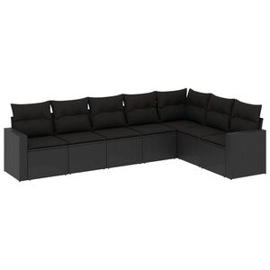 vidaXL Set Divani da Giardino con Cuscini 7pz Nero Polyrattan