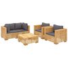 vidaXL Set Divani da Giardino 5 pz con Cuscini Legno Massello di Teak