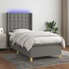 vidaXL Letto a Molle Materasso e LED Grigio Scuro 100x200cm in Tessuto