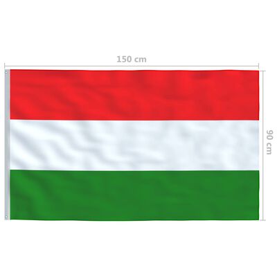 vidaXL Bandiera dell'Ungheria con Pennone in Alluminio 6 m