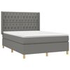 vidaXL Letto a Molle Materasso e LED Grigio Scuro 140x190cm in Tessuto