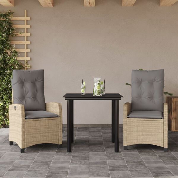 vidaXL Set Pranzo da Giardino 5 pz con Cuscini Beige Misto Polyrattan
