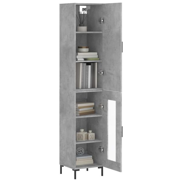 vidaXL Credenza Grigio Cemento 34,5x34x180 cm in Legno Multistrato