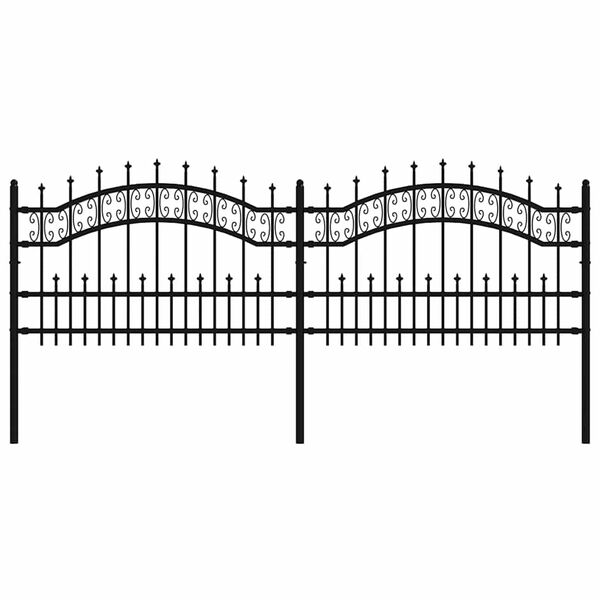 vidaXL Recinzione da giardino con punta a lancia nera 240x75 cm in acciaio verniciato a polvere