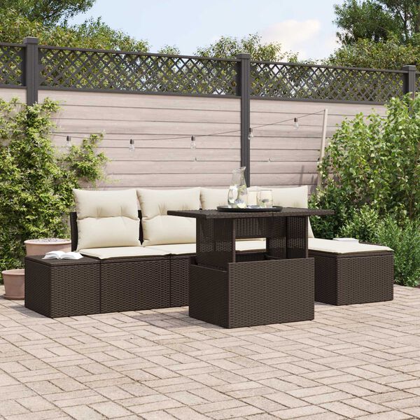 vidaXL Set Divano da Giardino 6 pcs Marrone Poly Rattan