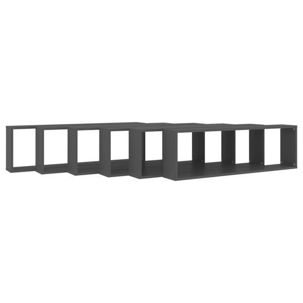 vidaXL Mensole Parete a Cubo 6pz Grigie 100x15x30 cm Legno Multistrato