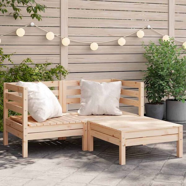 vidaXL Divano da Giardino 2 Posti con Poggiapiedi Legno Massello Pino