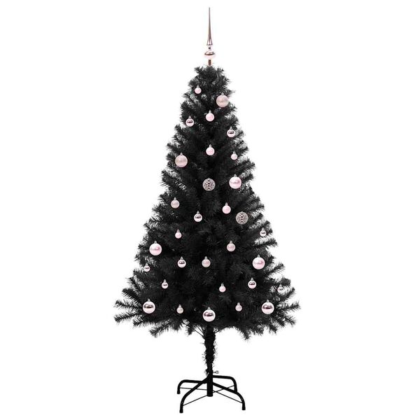 vidaXL Albero di Natale con 150 LED con supporto Nero 150 cm PVC
