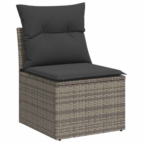 vidaXL Set Divano da Giardino 9pz con Cuscini Grigio Polyrattan Acacia