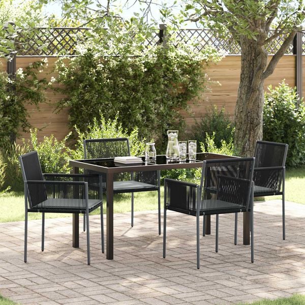 vidaXL Set da Pranzo per Giardino 5 pcs Nero Rattan in PE