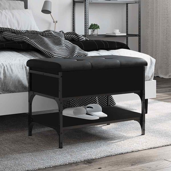 vidaXL Panca Porta Scarpe Nera 62x42x45 cm in Legno Multistrato