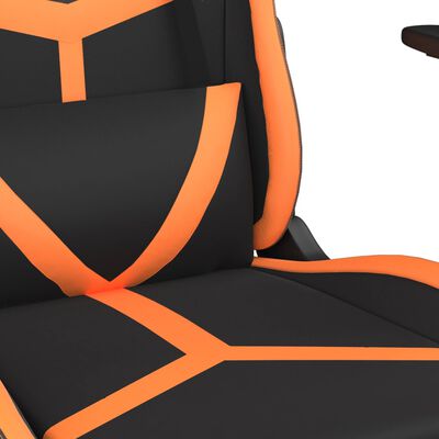 vidaXL Sedia Gaming Massaggio Poggiapiedi Nero e Arancione Similpelle