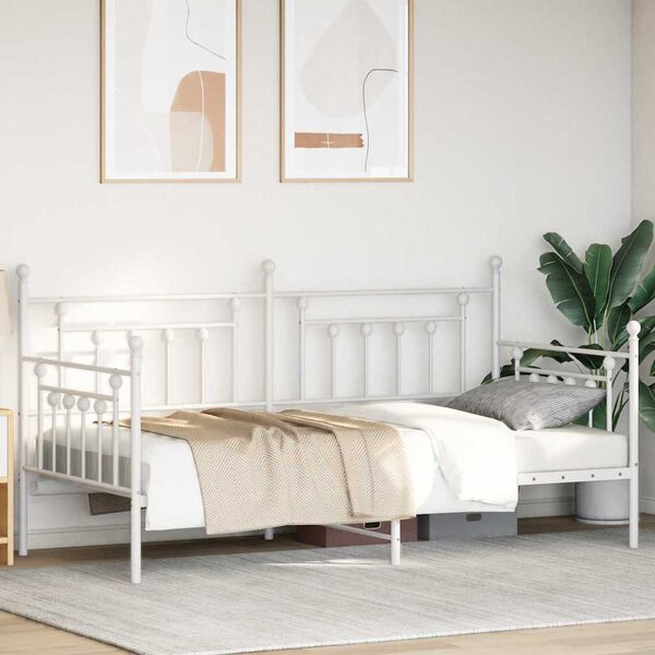 vidaXL Struttura per letto di giorno Bianco 90 x 190 cm Acciaio