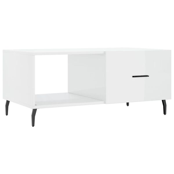 vidaXL Tavolino da Salotto Bianco Lucido 90x50x40 cm Legno Multistrato