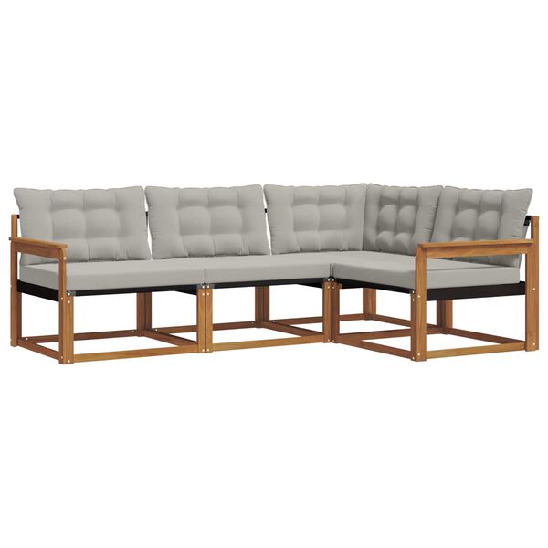 vidaXL Set di divani da esterno 4 pcs Grigio Naturale e Chiaro