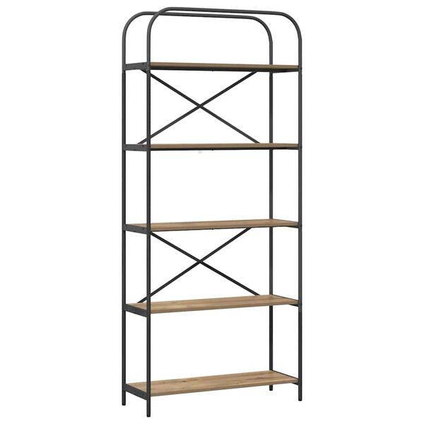 vidaXL Libreria Rovere artigianale 80 x 30 x 183 cm Legno multistrato