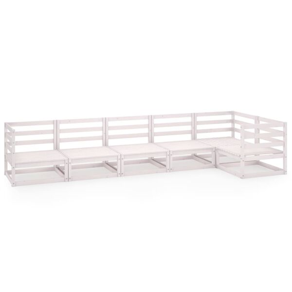 vidaXL Set Divani da Giardino 6 pz Bianco in Legno Massello di Pino