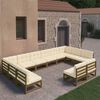 vidaXL Set Salotto Giardino e Cuscini 12 pz Legno Massello Pino Ambra