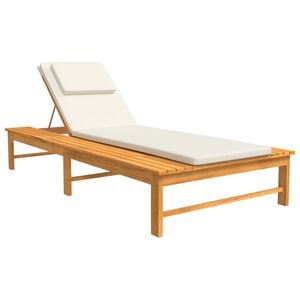 vidaXL Lettino Cuscino e Guanciale Bianco Crema Legno Massello Acacia