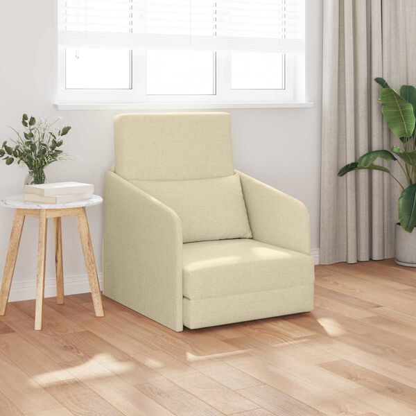 vidaXL Divano letto 60cm Crema Tessuto
