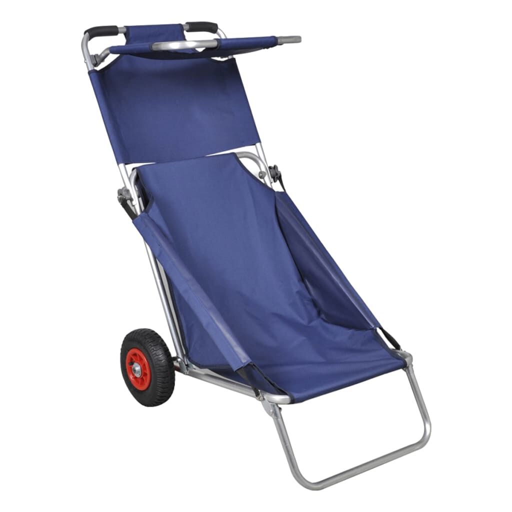 Lettino Spiaggia CampAir 2-in-1 - Trasformabile In Carrello, Blu, Portata 100kg