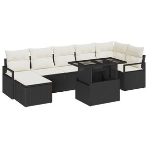 vidaXL Set Divano da Giardino con archiviazione 8 pcs Nero Poly Rattan