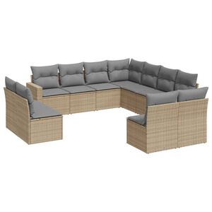 vidaXL Set Divani da Giardino 11 pz con Cuscini Beige in Polyrattan