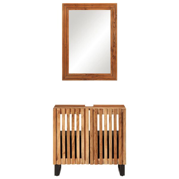 vidaXL Set Mobili da Bagno 2pz in Legno Massello di Acacia
