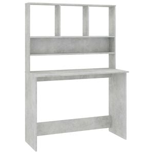 vidaXL Scrivania Mensole Grigio Cemento 110x45x157cm Legno Multistrato