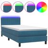 vidaXL Letto a Molle con Materasso e LED Blu Scuro 100x210 cm in Velluto