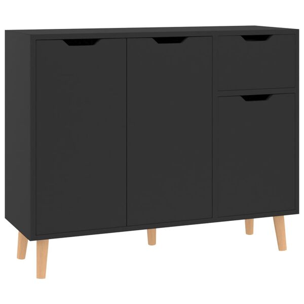 vidaXL Credenza Nero Lucido 90x30x72 cm in Legno Multistrato