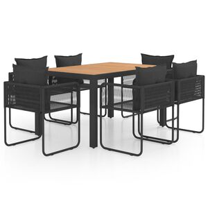 vidaXL Set da Pranzo da Giardino 7 pz in Rattan PVC Nero e Marrone