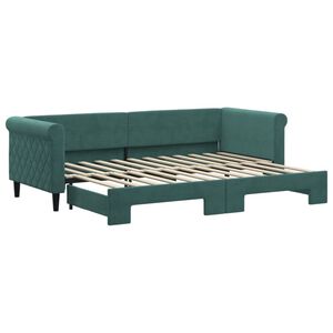 vidaXL Divano Letto con Letto Estraibile Verde Scuro 80x200cm Velluto