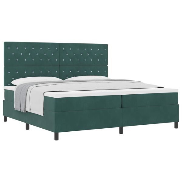vidaXL Letto a molle con materasso Verde Scuro 200 x 200 cm Velluto