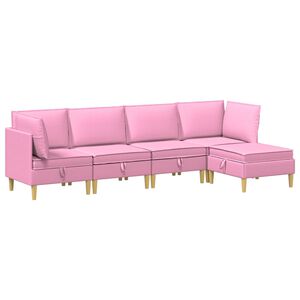 vidaXL Set di divani modulari con spazio di archiviazione 5 pz Rosa