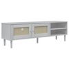 vidaXL Mobile TV SENJA Aspetto Rattan Bianco 158x40x49 Massello Pino
