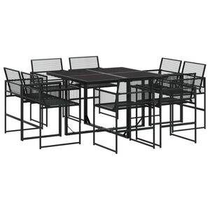 vidaXL Set da Pranzo da Giardino 9 pz Nero in Polyrattan