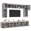 vidaXL Set Mobili TV a Muro 8 pz con Luci LED Grigio Sonoma