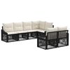 vidaXL Set Divano da Giardino 7 pz 7-Numero di posti Nero polyrattan