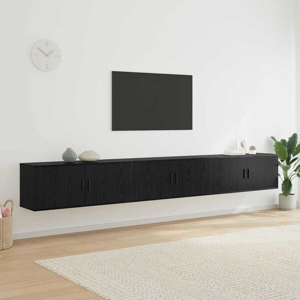 vidaXL Set Mobile TV da Parete 3 pcs Rovere Nero 100 x 34,5 x 40 cm