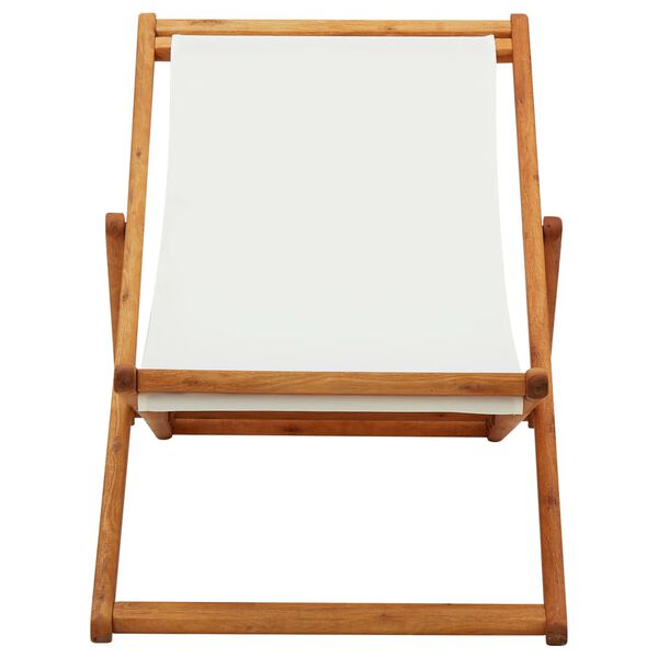 vidaXL Sedia da Spiaggia Legno di Eucalipto e Tessuto Bianco Crema