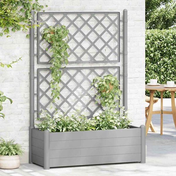 vidaXL Fioriera da Giardino e Graticcio 100x43x142 cm PP Grigio Pietra