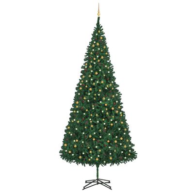 vidaXL Albero di Natale Preilluminato con Palline Verde 500 cm
