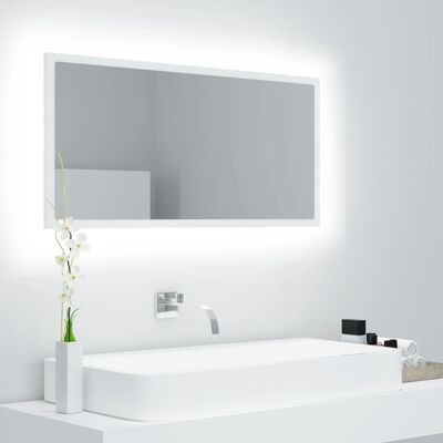 vidaXL Specchio da Bagno con LED Bianco 90x8,5x37 cm in Acrilico