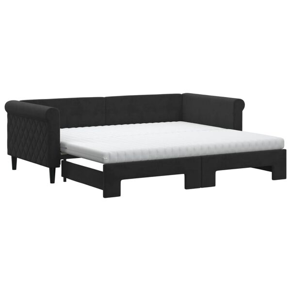 vidaXL Divano Letto Estraibile con Materassi Nero 90x190 cm Velluto