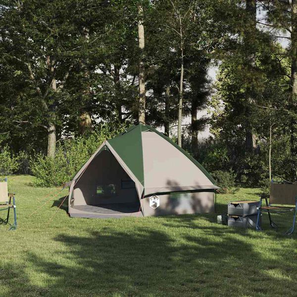 vidaXL Tenda Teepee con tetto Verde e Grigio 490 x 410 x 210 cm