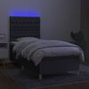 vidaXL Letto a Molle Materasso e LED Grigio Scuro 80x200 cm in Tessuto