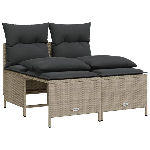 vidaXL Set Divano da Giardino 5pz con Cuscini Grigio Chiaro Polyrattan