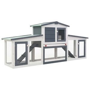 vidaXL Conigliera per Esterni Grande Grigia e Bianca 201x45x85cm in Legno