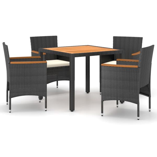 vidaXL Set Mobili da Pranzo Giardino 5pz Polyrattan e Massello Acacia